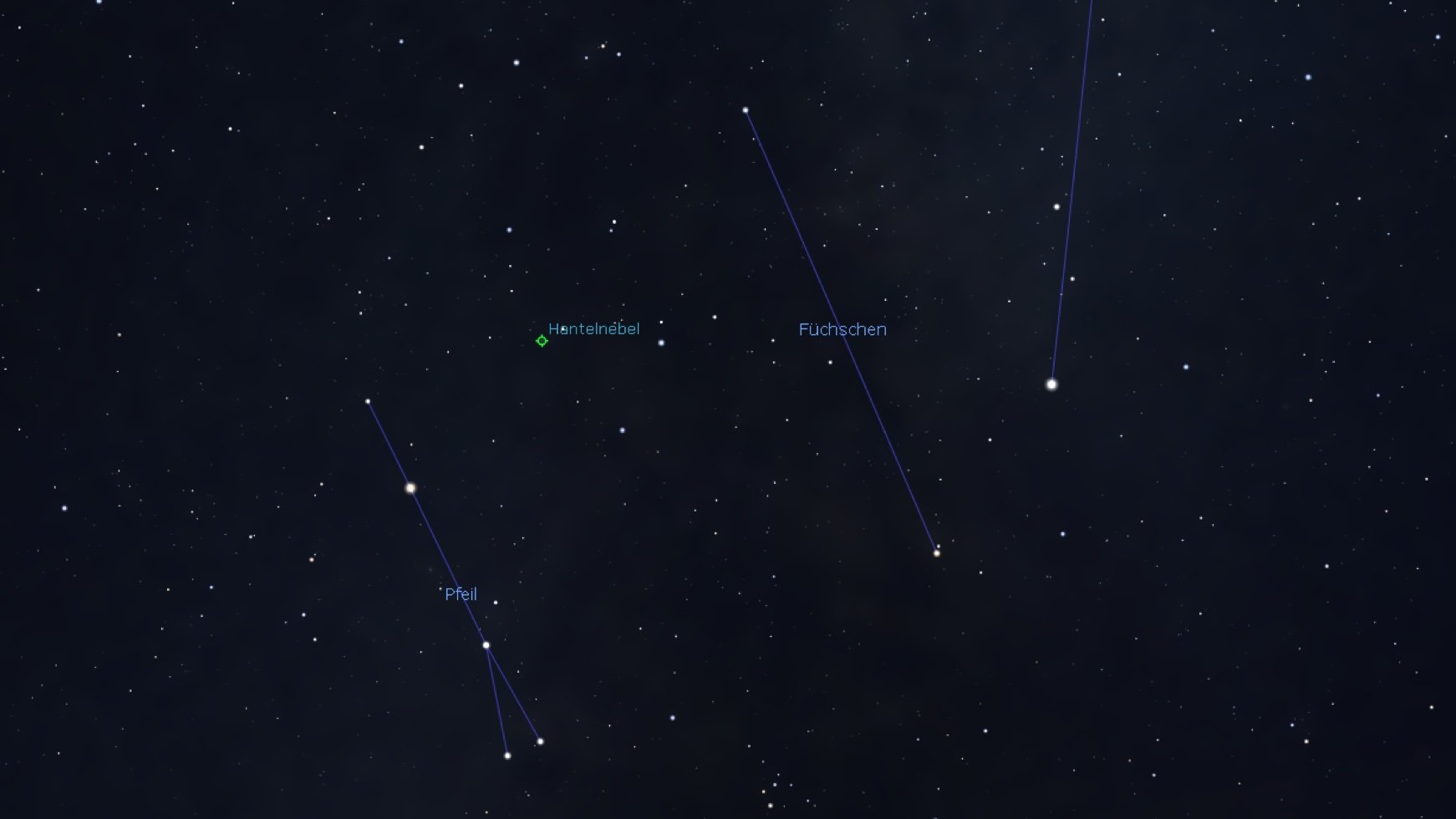 Aufsuchkarte für den Hantelnebel, Stellarium