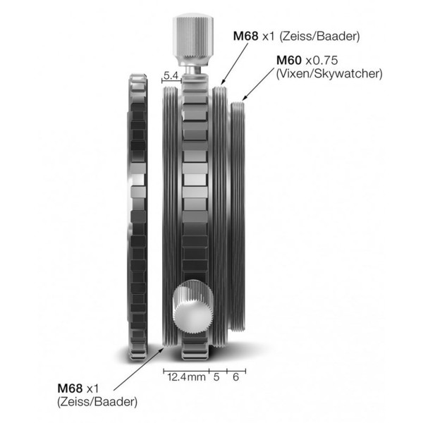Baader Projectie adapter Oculairklem, 2", M68 / M60, ultrakort
