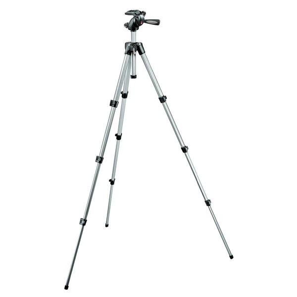 Manfrotto Aluminium-Dreibeinstativ 394-H Stativkit Foto-Video Maxi m. integeriertem 3-Wege Neiger