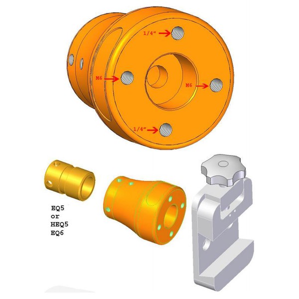 Geoptik Tegengewicht Adapter voor contragewichtstang voor EQ-5 / GP