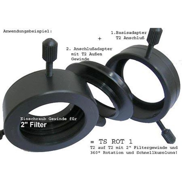TS Optics Rotator Rotatiesysteem T2 (binnenzijde/telescoopzijde) op T2 (buitenzijde/camerazijde)
