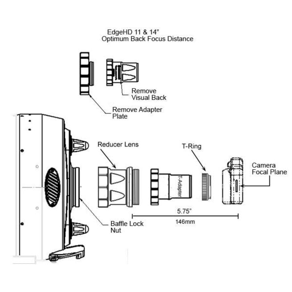 Celestron Adapters Focaaladapter SC/T2, voor EdgeHD 9,25"/11"/14"