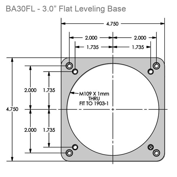 Starlight Instruments Basis voor 3,0" Dia Focuser, vlak met nivelleerschroeven