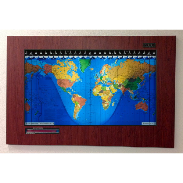 Geochron Original Kilburg wereldkaart, kunststofuitvoering in boston cherry, met zwarte sierlijst (Engels)