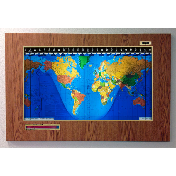 Geochron Original Kilburg wereldkaart, kunststofuitvoering in designer eikenhout, met goudkleurige sierlijst (Engels)