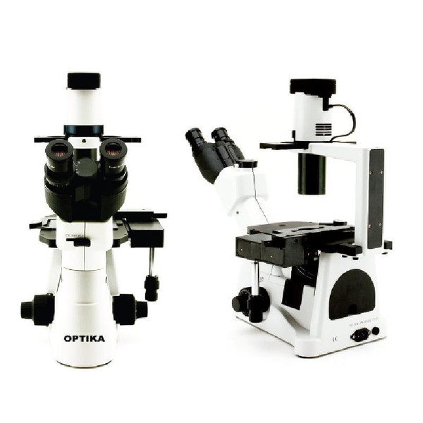 Optika Omgekeerde microscoop XDS-3, trinoculair, inversief, eindeloos gecorrigeerde optiek, X-Y tafel, X-LED