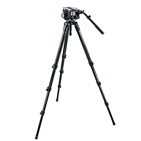 Manfrotto Carbon-Dreibeinstativ Stativ-Set mit Pro Fluid Video-Neiger 509HD und Einrohr-Stativsystem 536 mit Mittelspinne