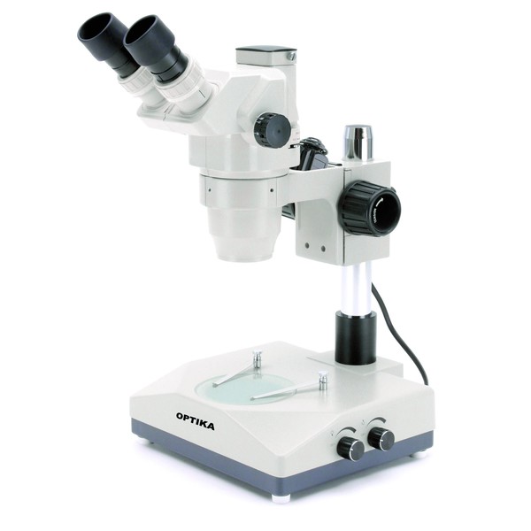 Optika Stereozoommikroskop Trinokulares Zoomstereomikroskop SZR-10, Säule, 2 Leuchten