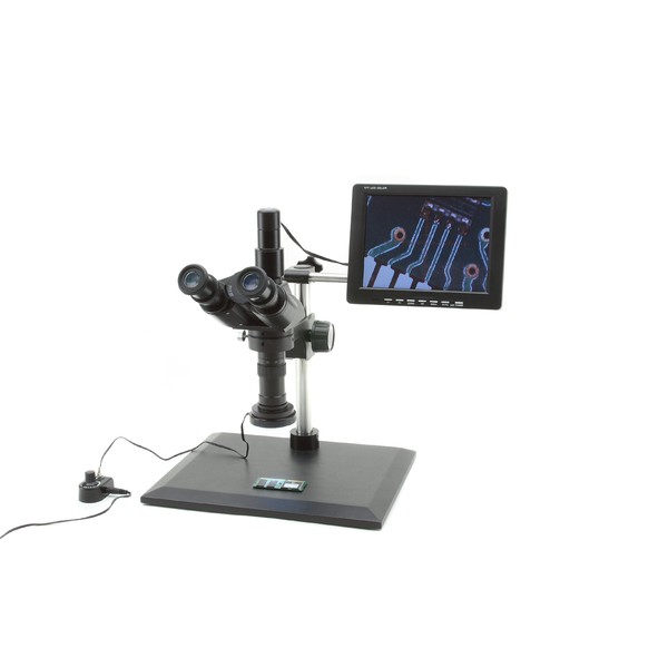 Optika XZ-2, monozoom video meetmicroscoop, met 8" beeldscherm