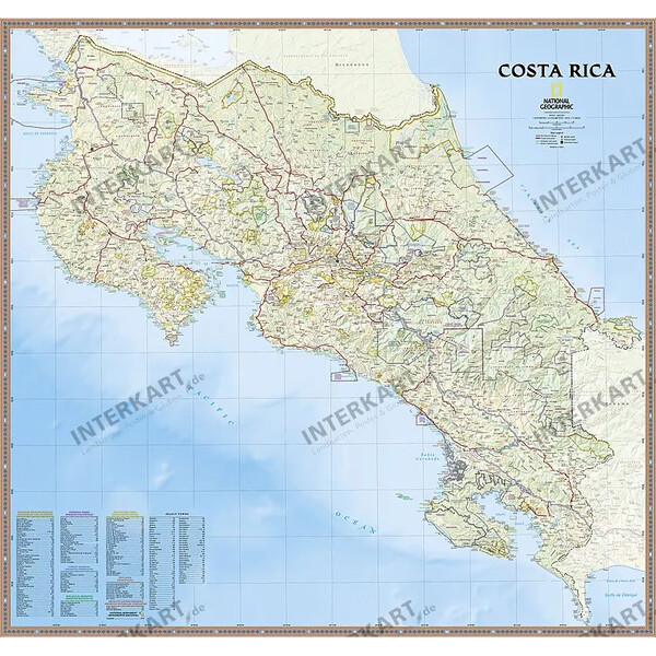 National Geographic Kaart Costa Rica (96 x 91 cm)