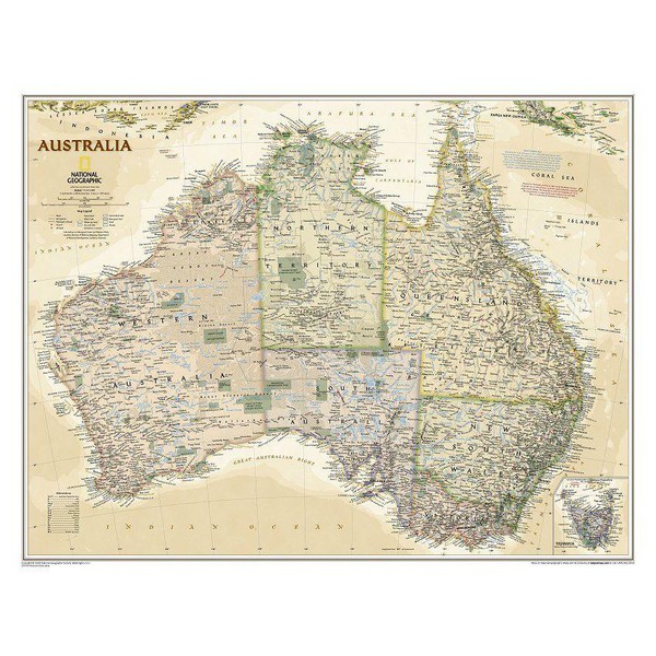 National Geographic continentkaart Australië (Engels)
