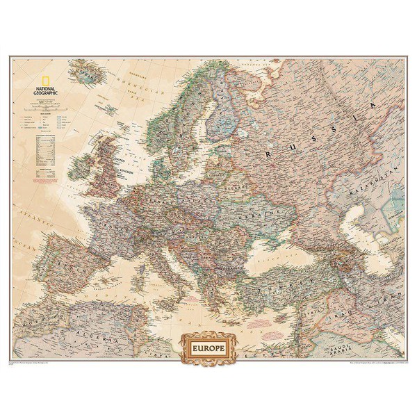 National Geographic continentkaart Europa 3 delen, reuzeformaat (Engels)