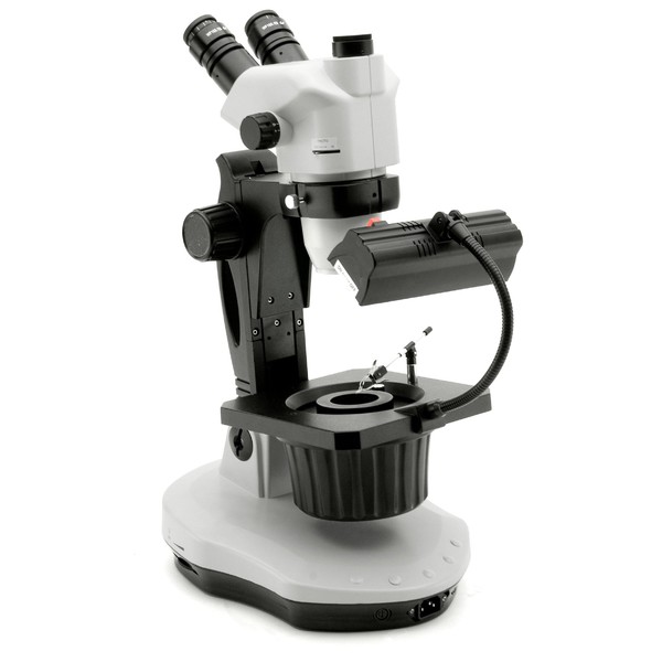 Optika Stereo zoom microscoop OPTIGEM-4, trinoculair, gemmologisch, kantelbaar statief