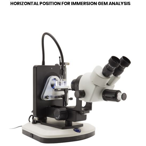 Optika Stereo zoom microscoop OPTIGEM-4, trinoculair, gemmologisch, kantelbaar statief