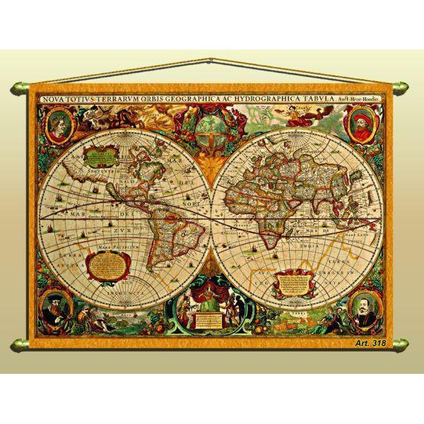 Zoffoli living Wereldkaart Antieke kaart (replica) nr. 318/2