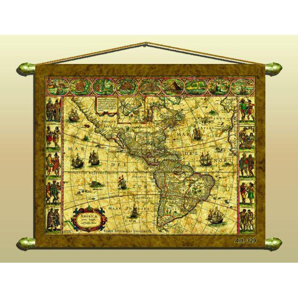 Zoffoli living continentkaart Antieke kaart (replica) nr. 329/2