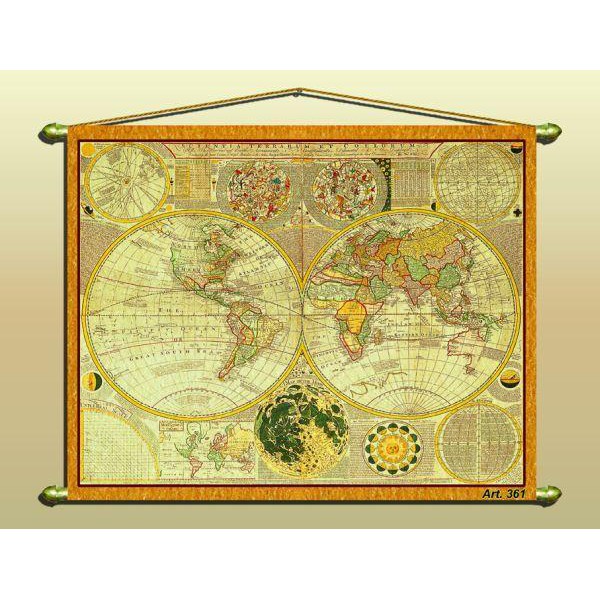 Zoffoli Wereldkaart Antique map (reproduction) No. 361/2