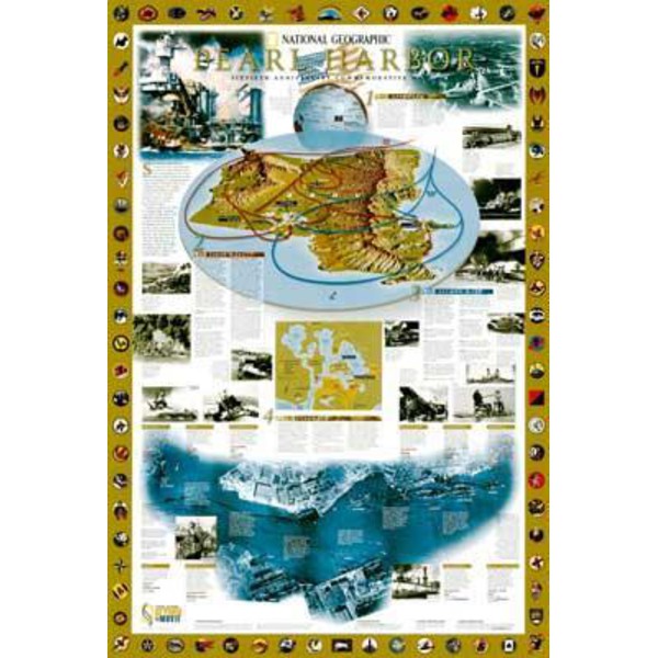 National Geographic Regionale kaart Pearl Harbor / Drama in de Stille Oceaan - 2-zijdig