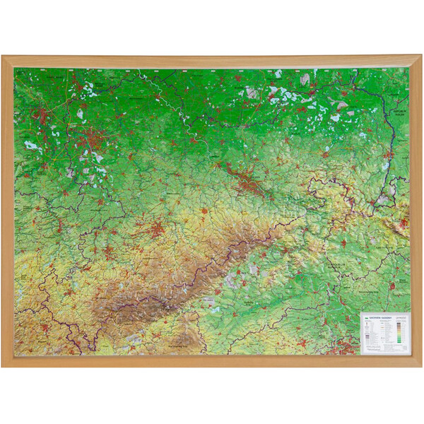 Georelief Regionale kaart Saksen