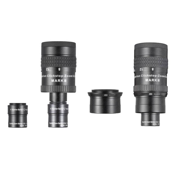 Baader Hyperion 8-24mm Clickstop Zoom oculairs Mark III 2" en Barlow 2.25x Set