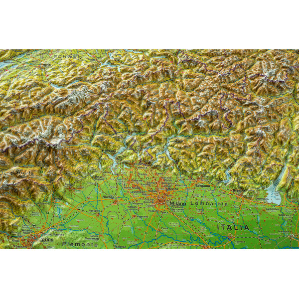 Georelief Alpen 3D reliëfkaart, groot (Duits)
