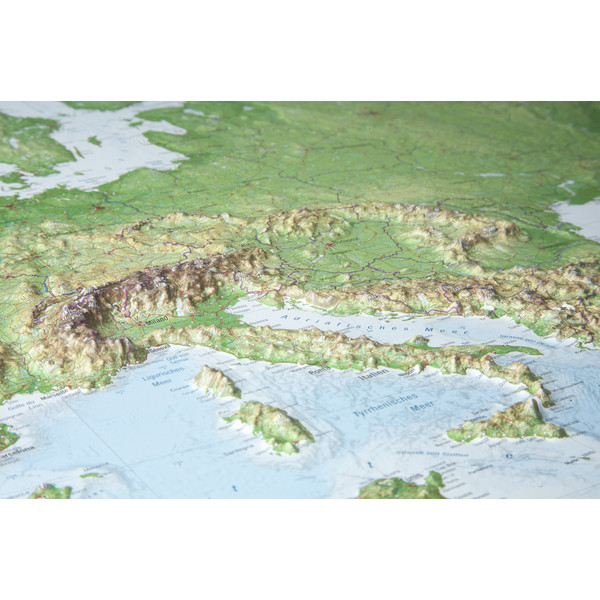 Georelief continentkaart Europa 3D reliëfkaart, groot, met houten frame (Duits)