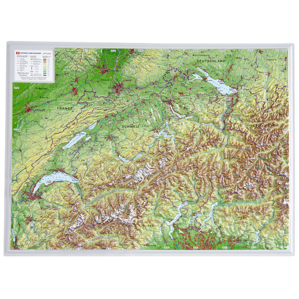 Georelief Zwitserland 3D reliëfkaart, klein (Duits)