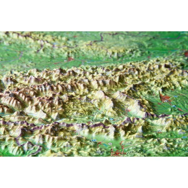 Georelief Oostenrijk 3D reliëfkaart, groot (Duits)