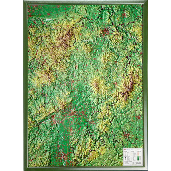 Georelief Hessen 3D reliëfkaart, groot (Duits)