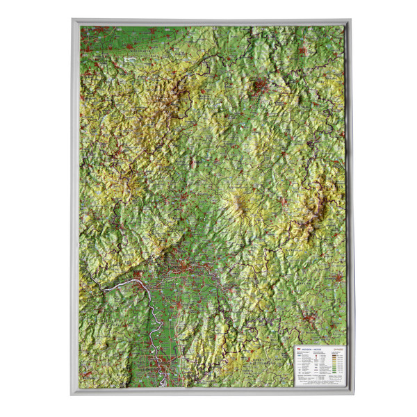 Georelief Hessen 3D reliëfkaart, klein (Duits)