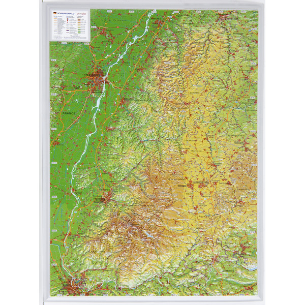 Georelief Regionale kaart Zwarte Woud 3D reliëfaart, klein (Duits)