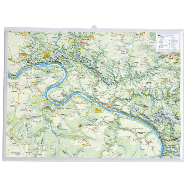 Georelief Saksisch Zwitserland 3D reliëfkaart, klein (Duits)
