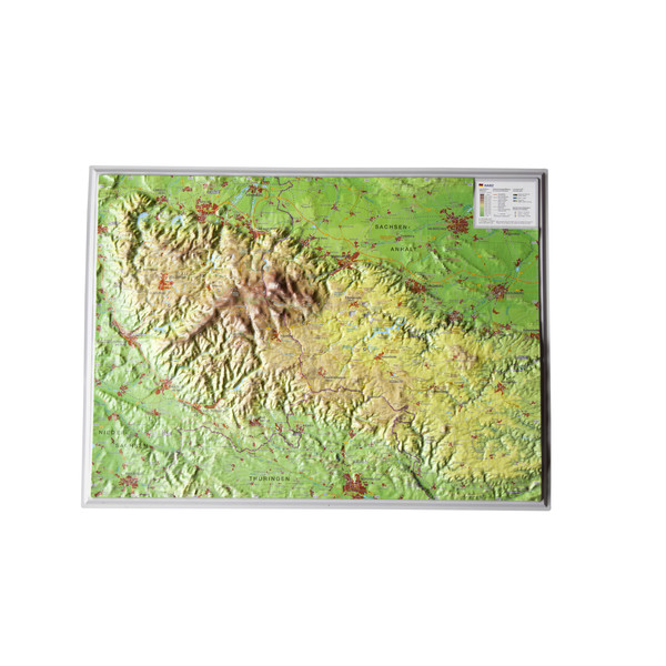 Georelief Harz 3D reliëfkaart, klein (Duits)
