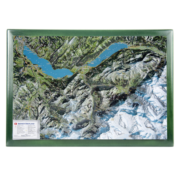 Georelief Regionale kaart Berner Oberland met houten frame (Duits)