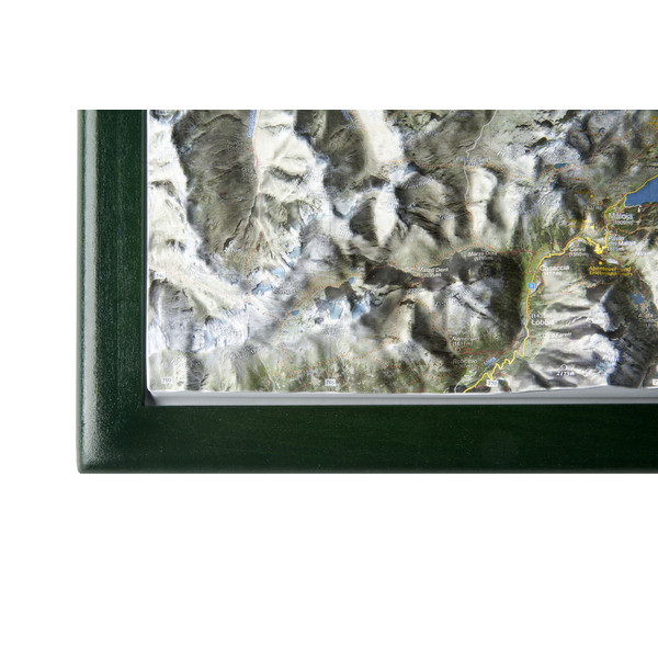 Georelief Regionale kaart Oberengadin, met houten frame (Duits)