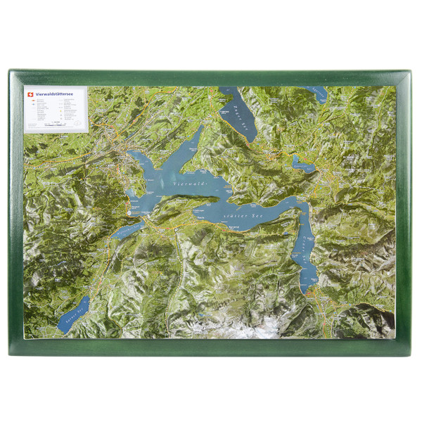 Georelief Regionale kaart Vierwoudstrekenmeer, met houten frame