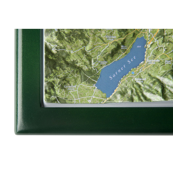 Georelief Regionale kaart Vierwoudstrekenmeer, met houten frame