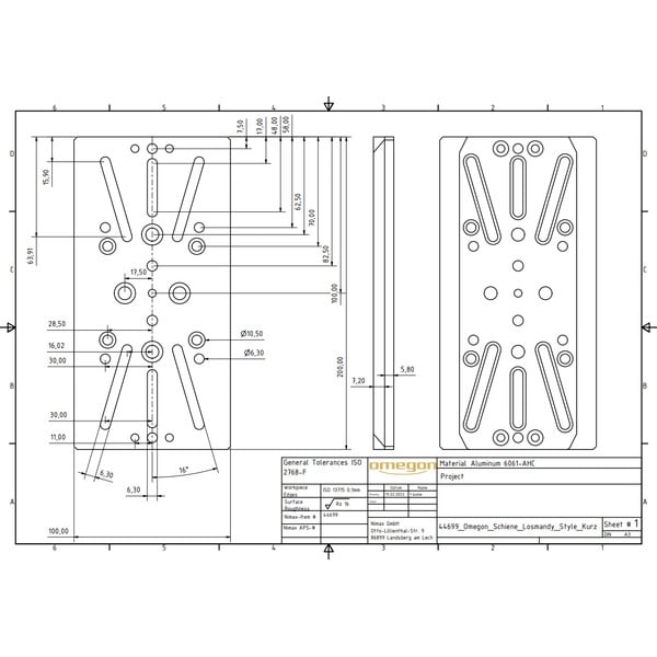 Omegon universele Losmandy style montageplaat (kort)