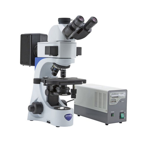 Optika Microscoop Mikroskop B-383FL-SWIV, trino, FL-HBO, B&G Filter, N-PLAN, IOS, 40x-1000x, CH, IVD
