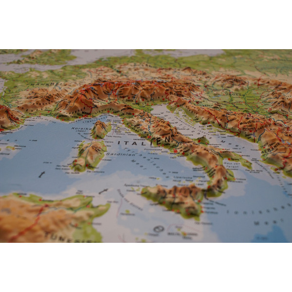 geo-institut Silver line continentkaart Europa, reliëf, fysisch (Duits)