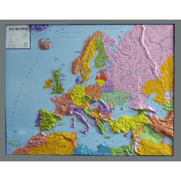 geo-institut GEO Institute Silver Line continentkaart reliëf Europa, politiek (Duits)