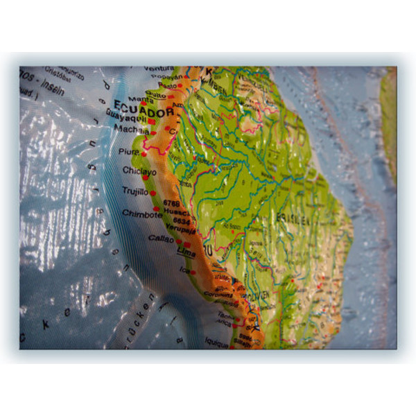 geo-institut Wereldkaart World map Reliëfkaart Wereld Zilverlijn politiek Russisch