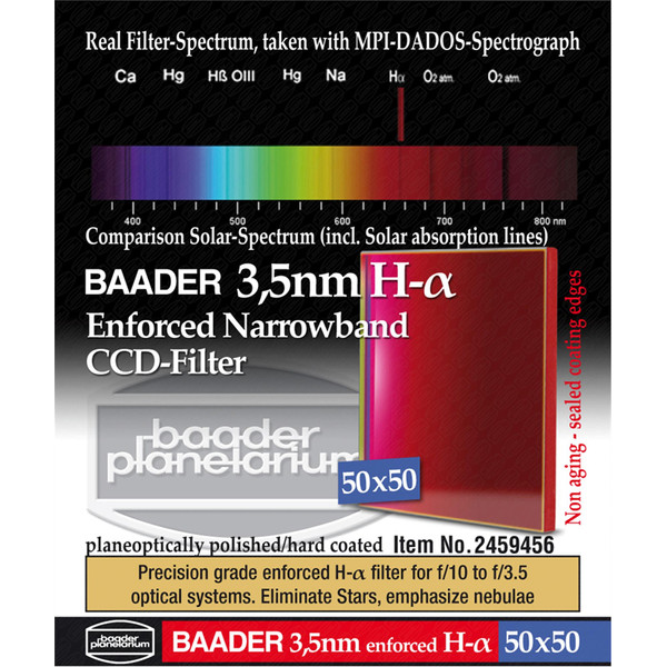 Baader Filters Ultra-Narrowband 3.5nm H-alpha CCD-Filter 50x50mm