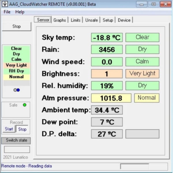 Lunatico AAG weersensor, voor sterrenwacht