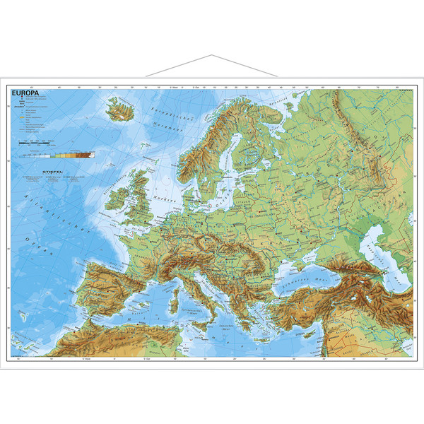 Stiefel continentkaart Europa, fysisch (Duits)