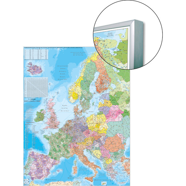 Stiefel continentkaart Europa postcodekaart, voor prikkers en magnetisch (Duits)