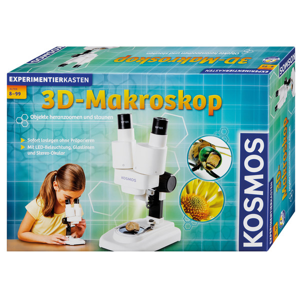 Kosmos Verlag Stereo microscoop 3-D Makroskop Forschungspaket, 20x, LED