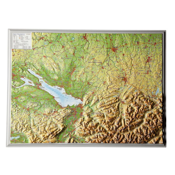 Georelief Allgäu-Bodenmeer 3D reliëfkaart, klein (Duits)