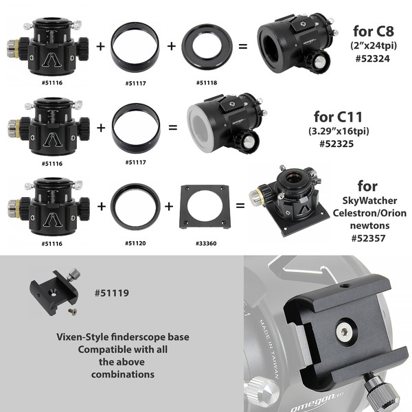 Omegon V-Power Crayford, Dual Speed SCT C8 focuser, 2"