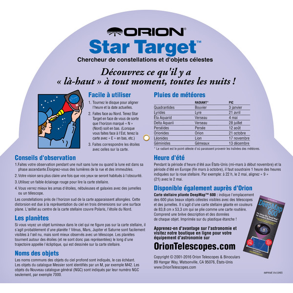 Orion Sterrenkaart Planisphère Star Target 40 à 60 degrés